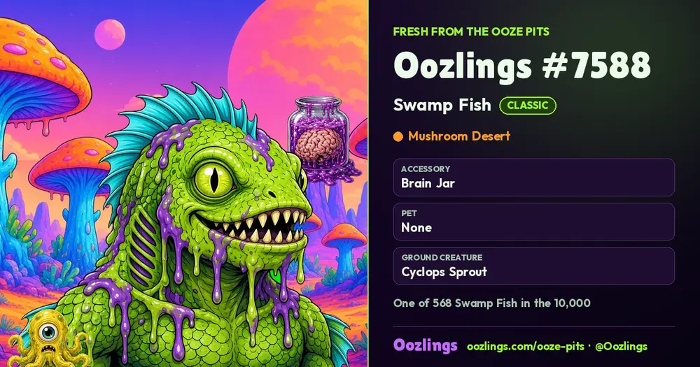 Oozlings #7588, a Classic Swamp Fish in Mushroom Desert