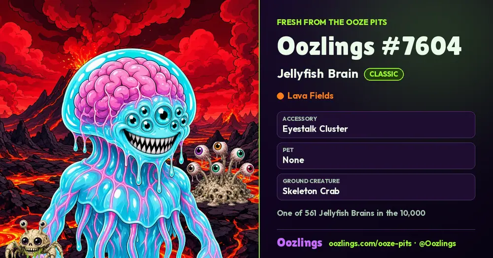 Oozlings #7604, a Classic Jellyfish Brain in Lava Fields