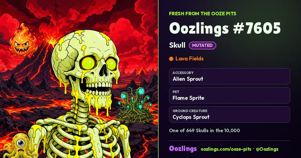 Oozlings #7605, a Mutated Skull in Lava Fields