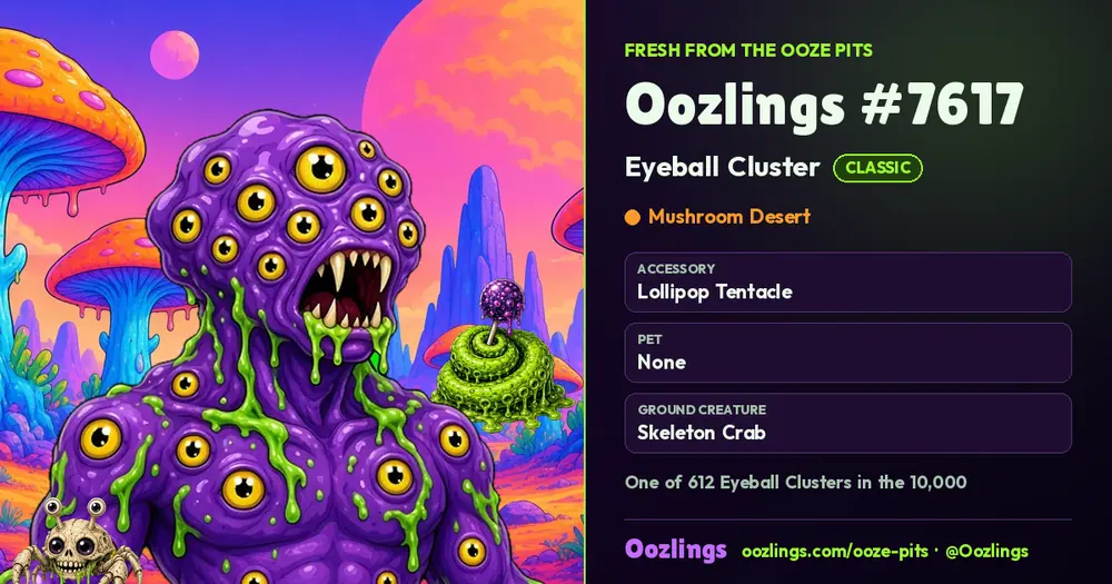 Oozlings #7617, a Classic Eyeball Cluster in Mushroom Desert