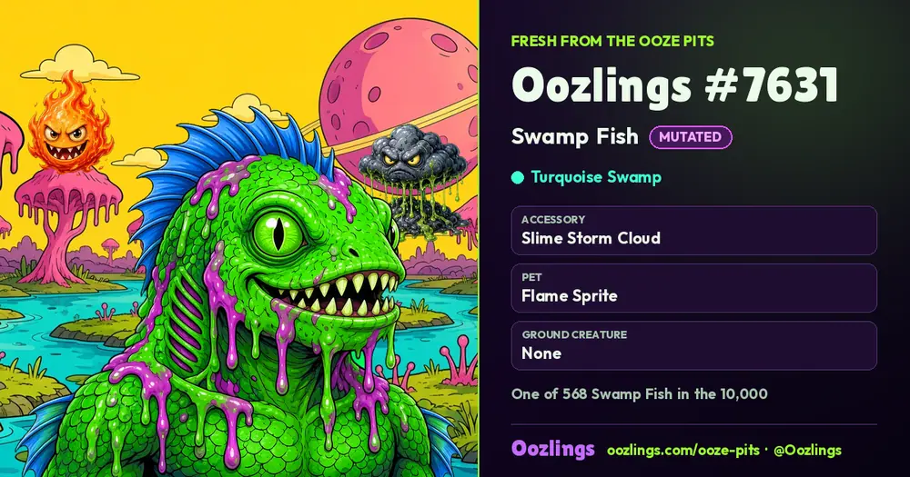 Oozlings #7631, a Mutated Swamp Fish in Turquoise Swamp