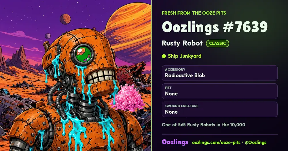 Oozlings #7639, a Classic Rusty Robot in Ship Junkyard