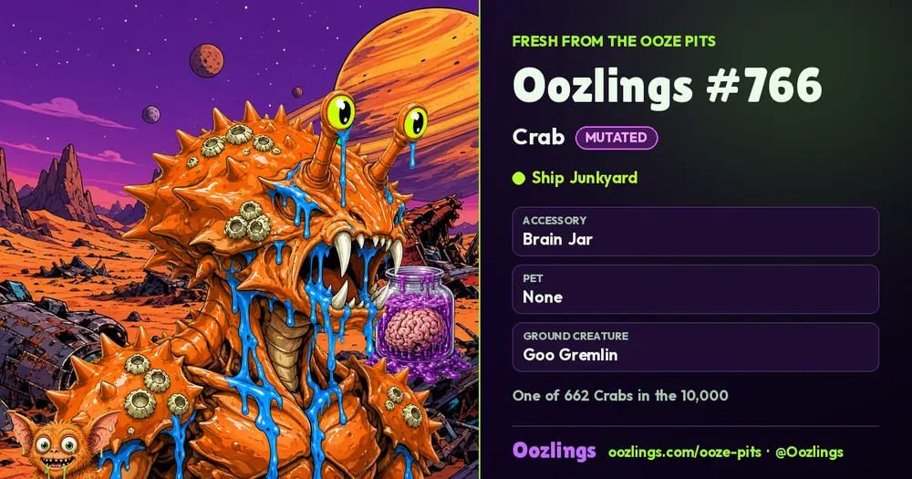 Oozlings #766, a Mutated Crab in Ship Junkyard