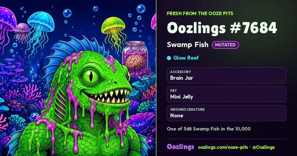 Oozlings #7684, a Mutated Swamp Fish in Glow Reef