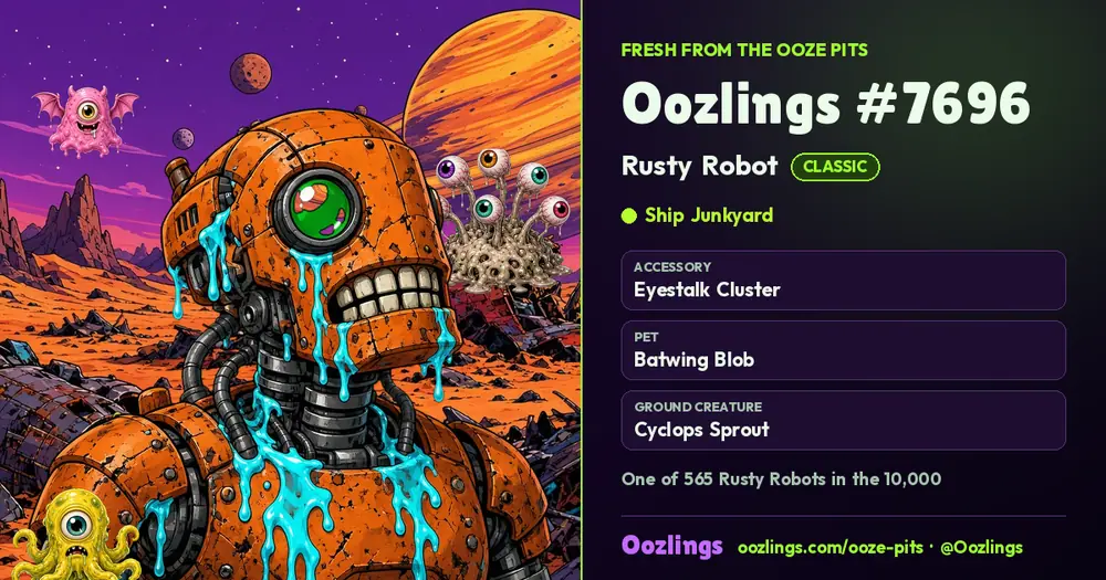 Oozlings #7696, a Classic Rusty Robot in Ship Junkyard