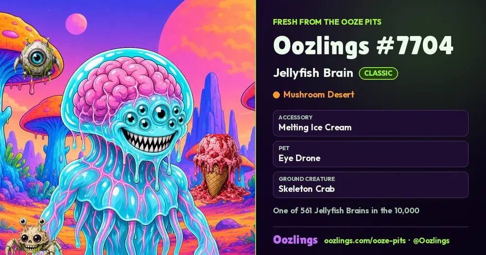 Oozlings #7704, a Classic Jellyfish Brain in Mushroom Desert