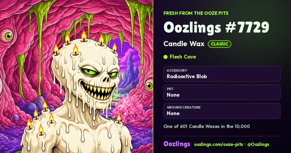 Oozlings #7729, a Classic Candle Wax in Flesh Cave