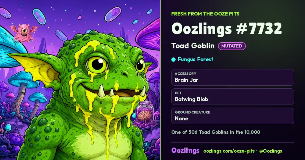 Oozlings #7732, a Mutated Toad Goblin in Fungus Forest