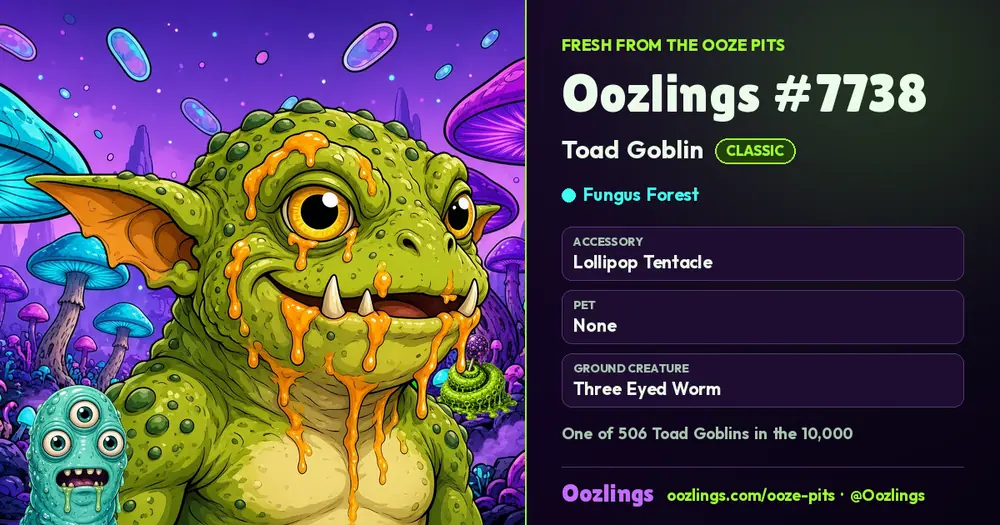 Oozlings #7738, a Classic Toad Goblin in Fungus Forest