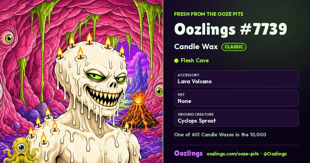 Oozlings #7739, a Classic Candle Wax in Flesh Cave