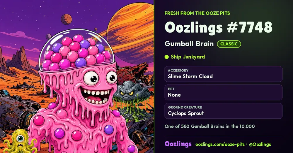 Oozlings #7748, a Classic Gumball Brain in Ship Junkyard