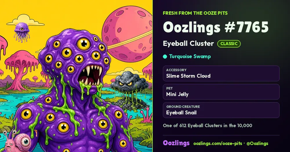 Oozlings #7765, a Classic Eyeball Cluster in Turquoise Swamp