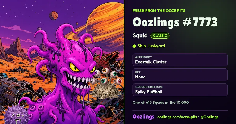Oozlings #7773, a Classic Squid in Ship Junkyard