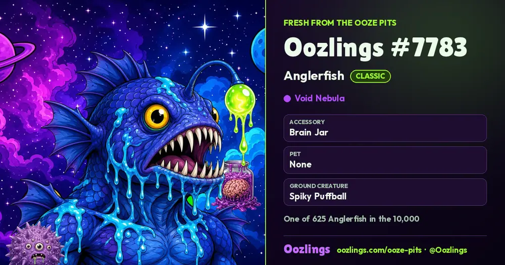 Oozlings #7783, a Classic Anglerfish in Void Nebula