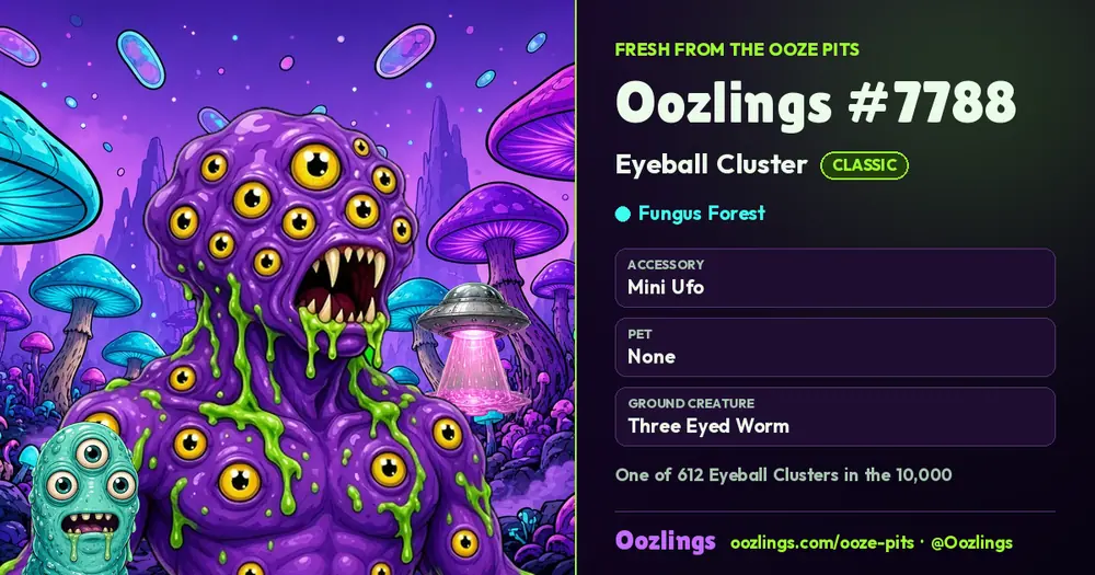 Oozlings #7788, a Classic Eyeball Cluster in Fungus Forest