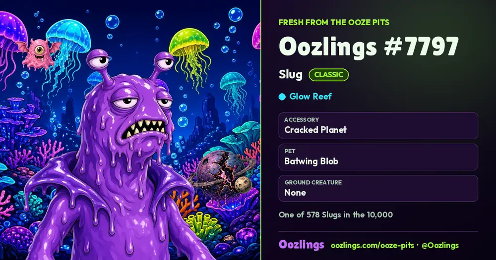 Oozlings #7797, a Classic Slug in Glow Reef
