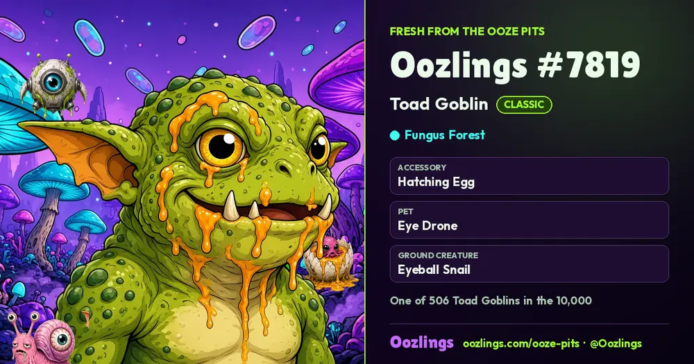 Oozlings #7819, a Classic Toad Goblin in Fungus Forest