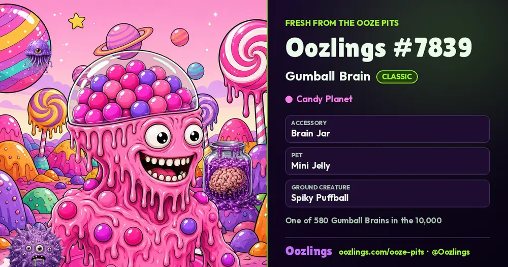 Oozlings #7839, a Classic Gumball Brain in Candy Planet