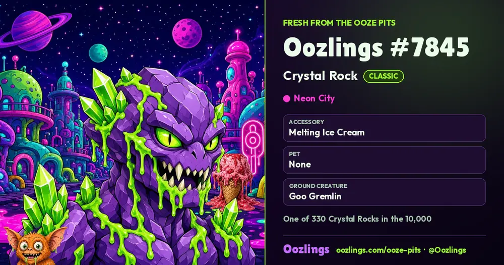 Oozlings #7845, a Classic Crystal Rock in Neon City
