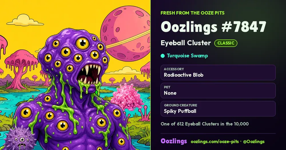 Oozlings #7847, a Classic Eyeball Cluster in Turquoise Swamp