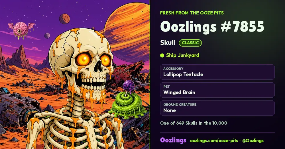 Oozlings #7855, a Classic Skull in Ship Junkyard