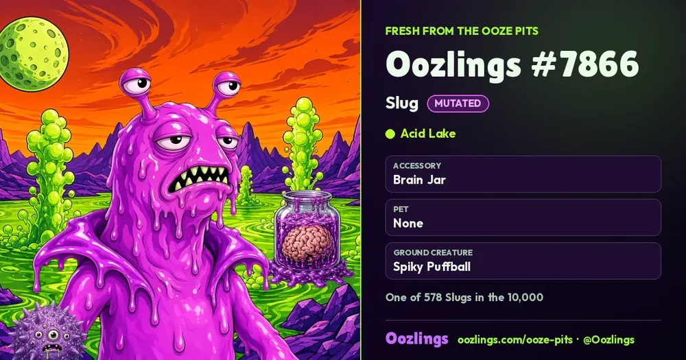 Oozlings #7866, a Mutated Slug in Acid Lake