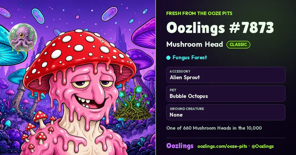 Oozlings #7873, a Classic Mushroom Head in Fungus Forest