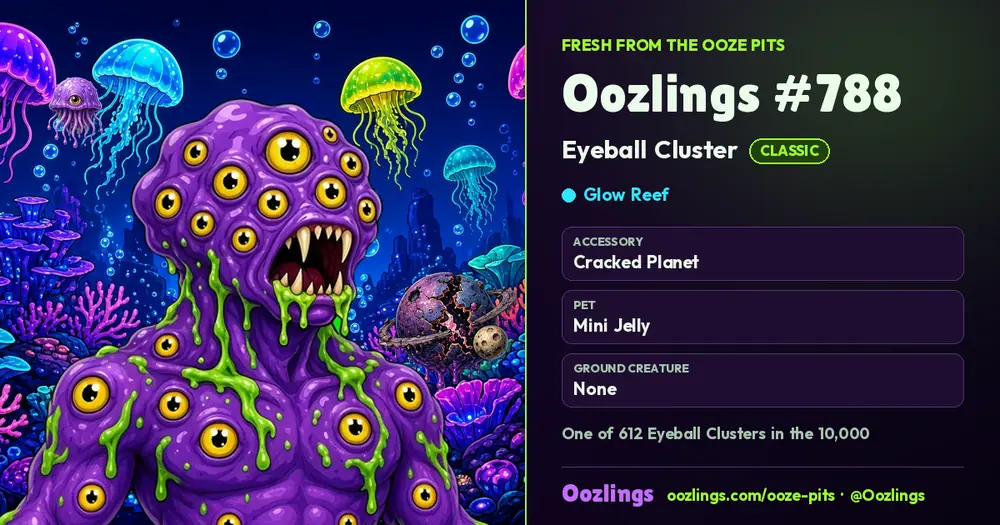 Oozlings #788, a Classic Eyeball Cluster in Glow Reef