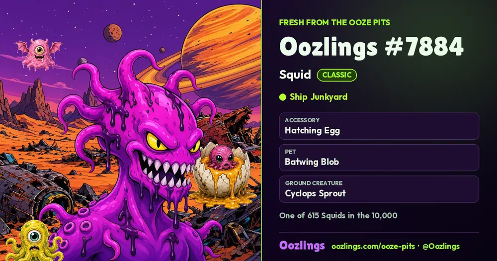Oozlings #7884, a Classic Squid in Ship Junkyard