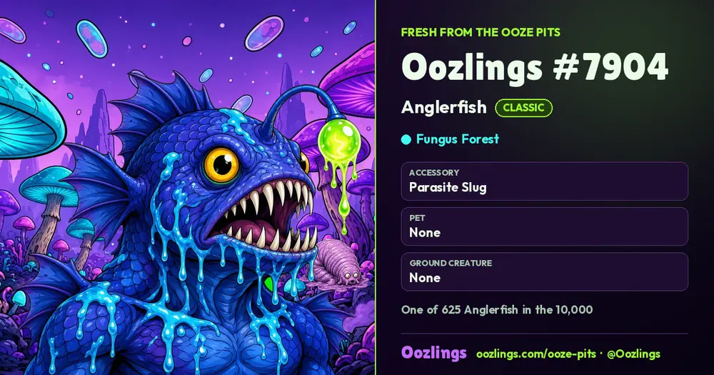 Oozlings #7904, a Classic Anglerfish in Fungus Forest