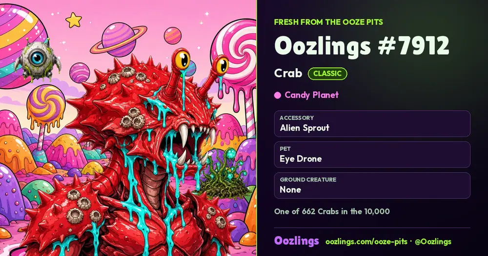 Oozlings #7912, a Classic Crab in Candy Planet
