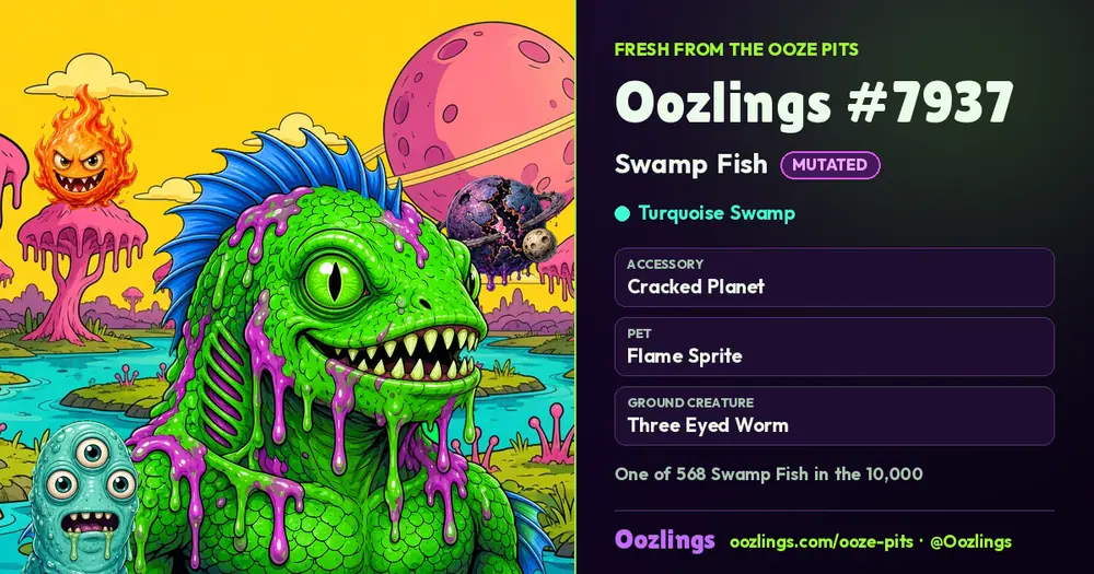 Oozlings #7937, a Mutated Swamp Fish in Turquoise Swamp