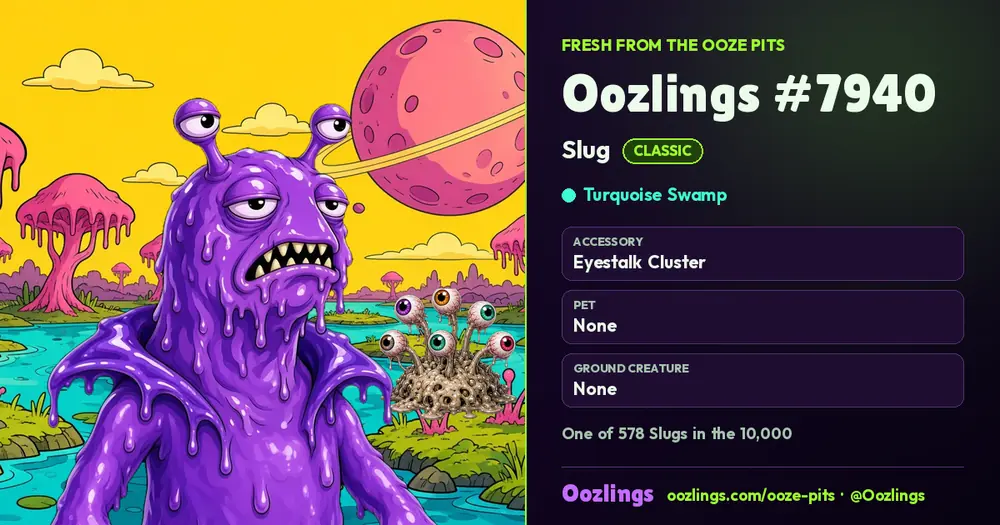 Oozlings #7940, a Classic Slug in Turquoise Swamp
