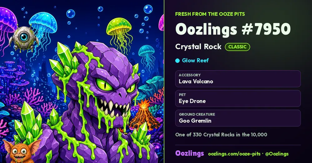 Oozlings #7950, a Classic Crystal Rock in Glow Reef