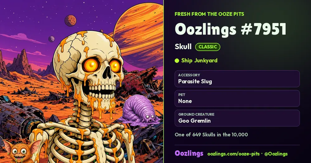 Oozlings #7951, a Classic Skull in Ship Junkyard