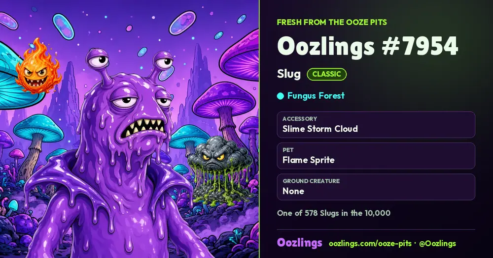 Oozlings #7954, a Classic Slug in Fungus Forest