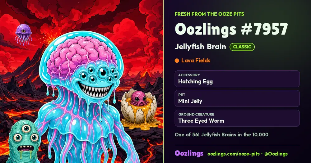 Oozlings #7957, a Classic Jellyfish Brain in Lava Fields
