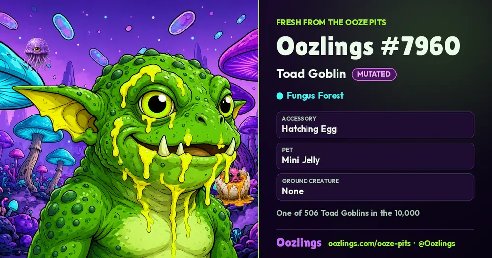 Oozlings #7960, a Mutated Toad Goblin in Fungus Forest