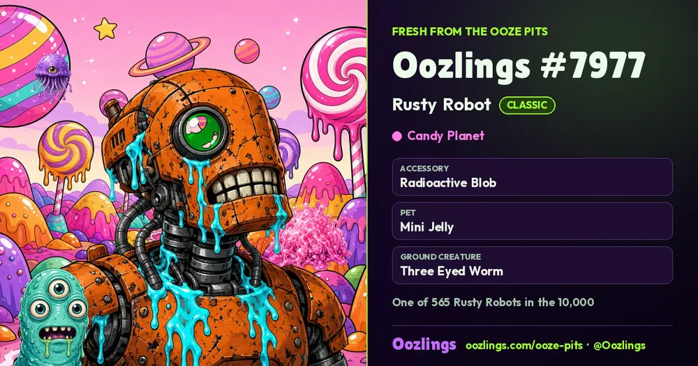 Oozlings #7977, a Classic Rusty Robot in Candy Planet