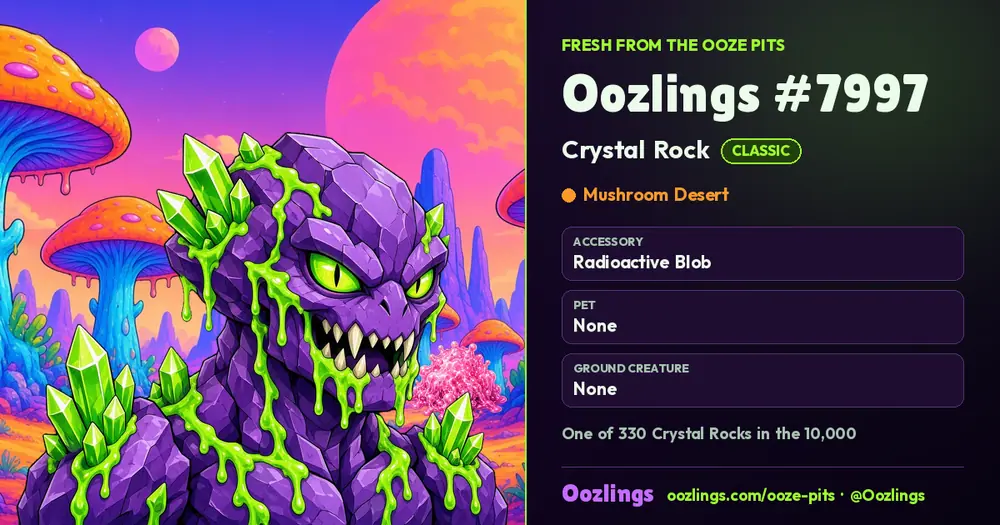 Oozlings #7997, a Classic Crystal Rock in Mushroom Desert