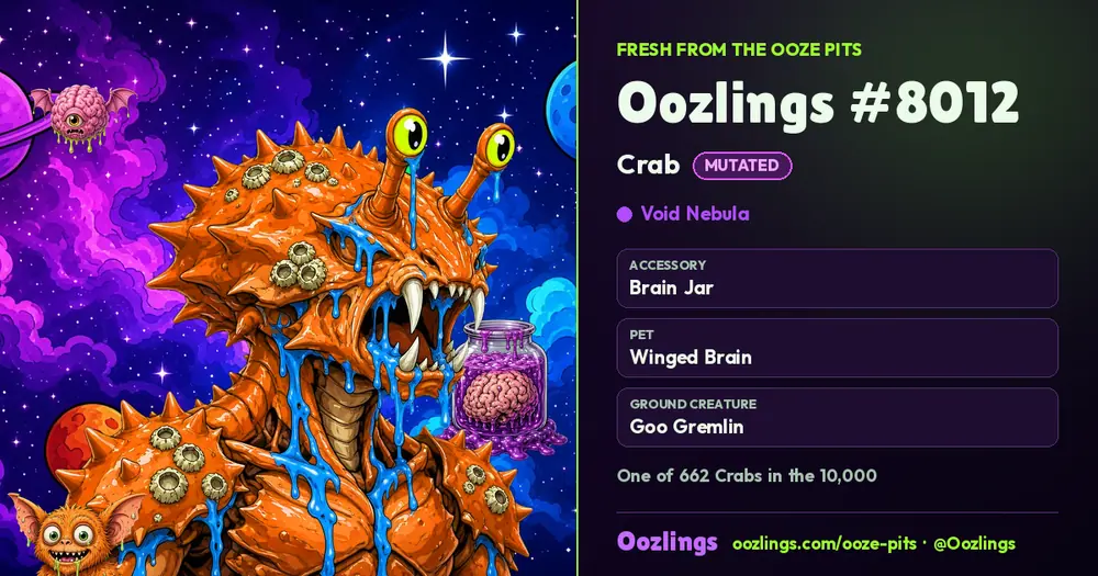 Oozlings #8012, a Mutated Crab in Void Nebula