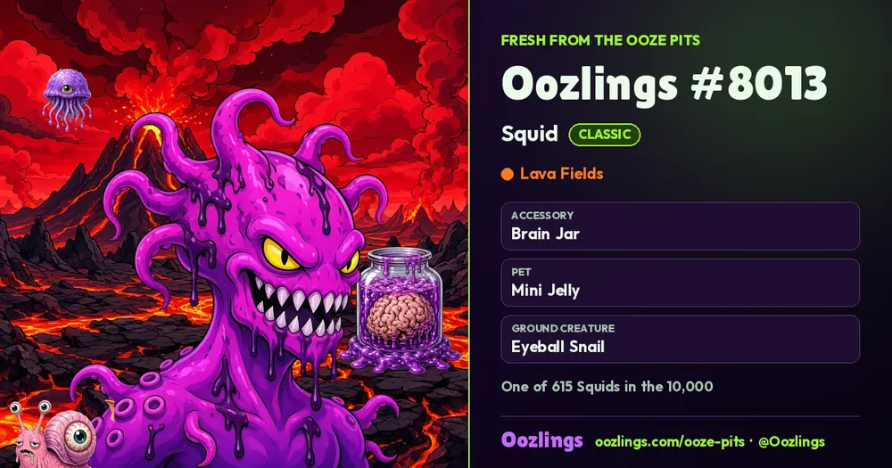 Oozlings #8013, a Classic Squid in Lava Fields