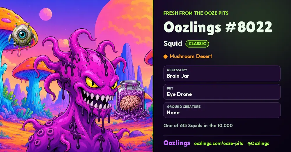 Oozlings #8022, a Classic Squid in Mushroom Desert