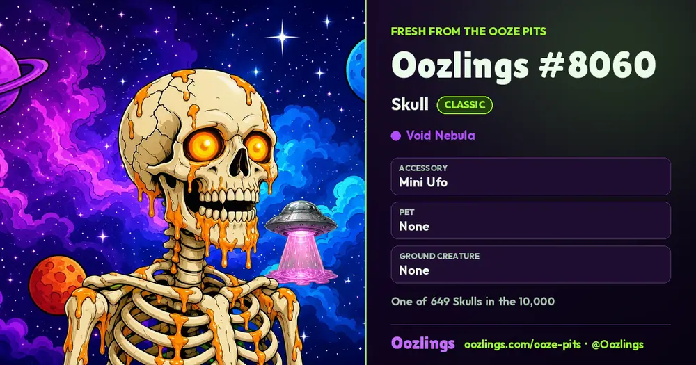 Oozlings #8060, a Classic Skull in Void Nebula