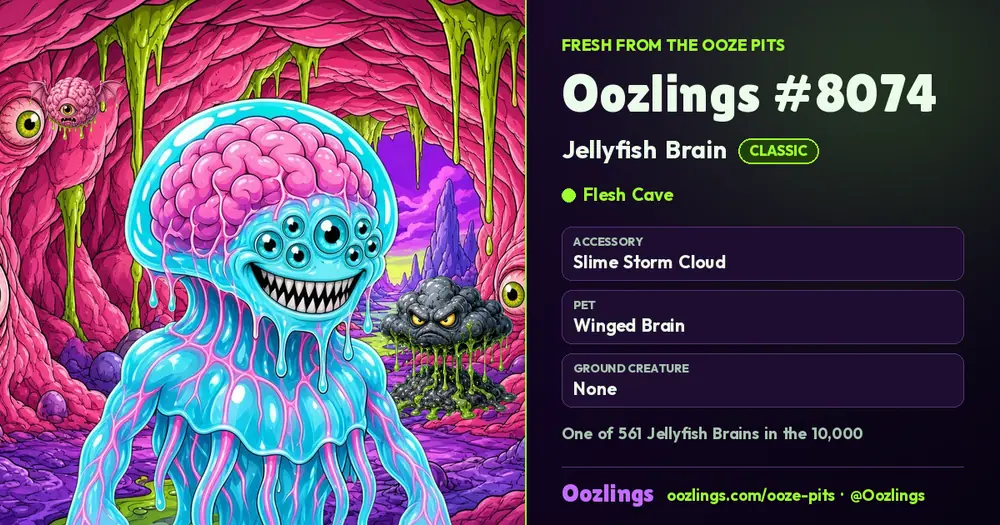 Oozlings #8074, a Classic Jellyfish Brain in Flesh Cave