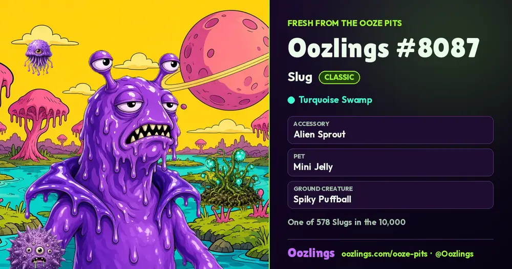 Oozlings #8087, a Classic Slug in Turquoise Swamp