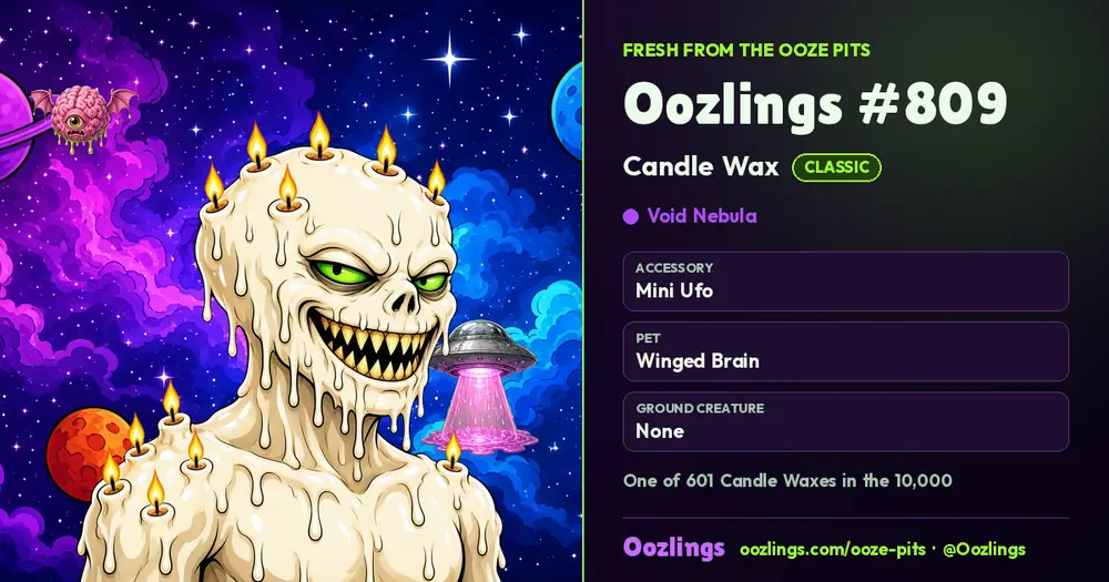 Oozlings #809, a Classic Candle Wax in Void Nebula