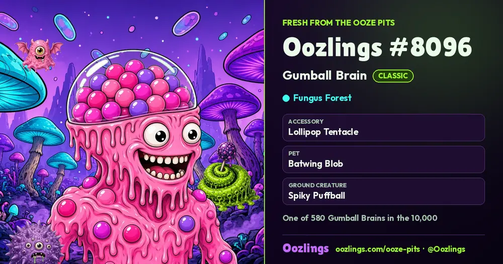 Oozlings #8096, a Classic Gumball Brain in Fungus Forest