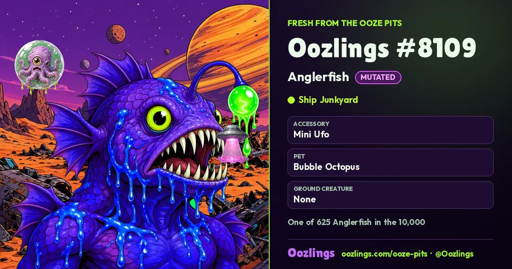 Oozlings #8109, a Mutated Anglerfish in Ship Junkyard