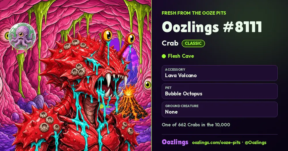 Oozlings #8111, a Classic Crab in Flesh Cave